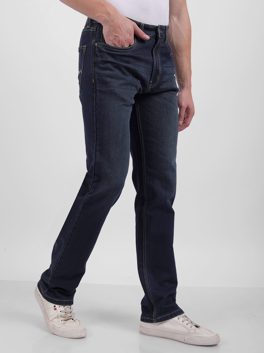 Numero Uno Men Faded Dark Blue Jeans